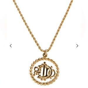 Christian Dior gold plated Logo Necklace